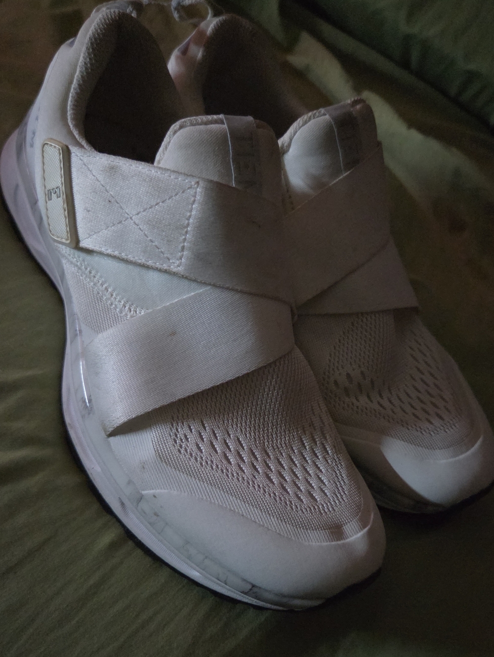 TIEM- White Women's Slip-On Cross-Strap Cycling Shoes